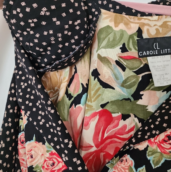 Vintage 90s Carole Little Oversized Pink Floral Blazer Oversized Crystal Beads - Picture 11 of 12